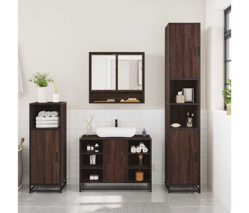 Set de muebles baño 3 pzas madera contrachapada roble marrón