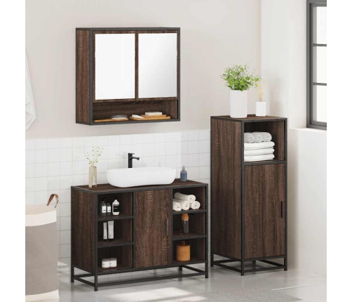 Set de muebles baño 3 pzas madera contrachapada roble marrón