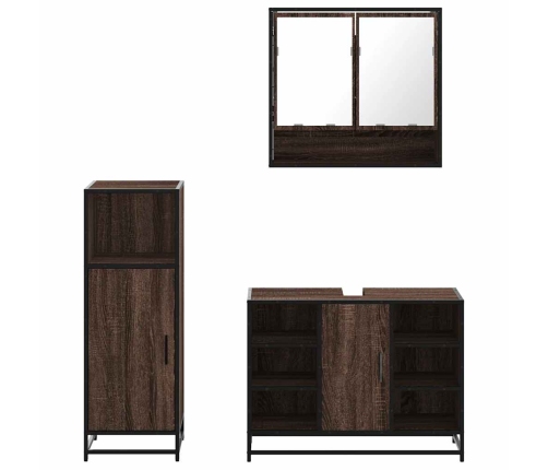 Set de muebles baño 3 pzas madera contrachapada roble marrón