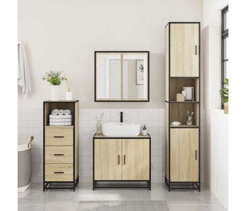 Set de muebles de baño 3 pzas madera contrachapada roble Sonoma