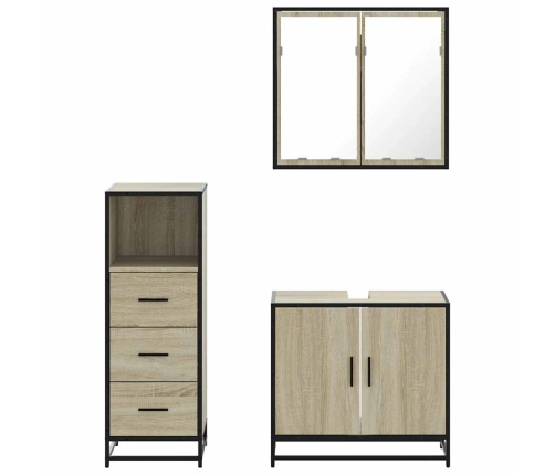 Set de muebles de baño 3 pzas madera contrachapada roble Sonoma