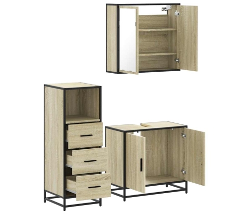 Set de muebles de baño 3 pzas madera contrachapada roble Sonoma