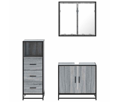 Set de muebles de baño 3 pzas madera contrachapada gris sonoma