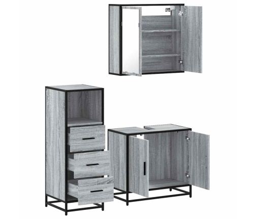 Set de muebles de baño 3 pzas madera contrachapada gris sonoma