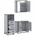 Set de muebles de baño 3 pzas madera contrachapada gris sonoma