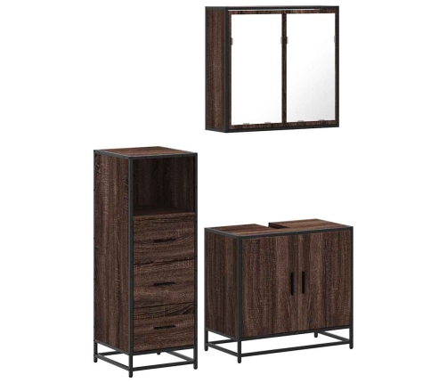 Set de muebles baño 3 pzas madera contrachapada roble marrón