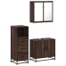 Set de muebles baño 3 pzas madera contrachapada roble marrón