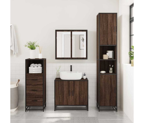 Set de muebles baño 3 pzas madera contrachapada roble marrón