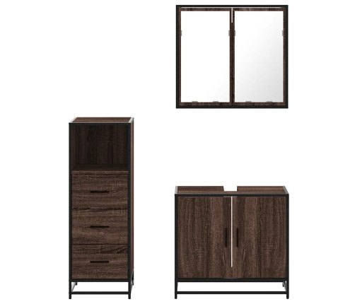 Set de muebles baño 3 pzas madera contrachapada roble marrón