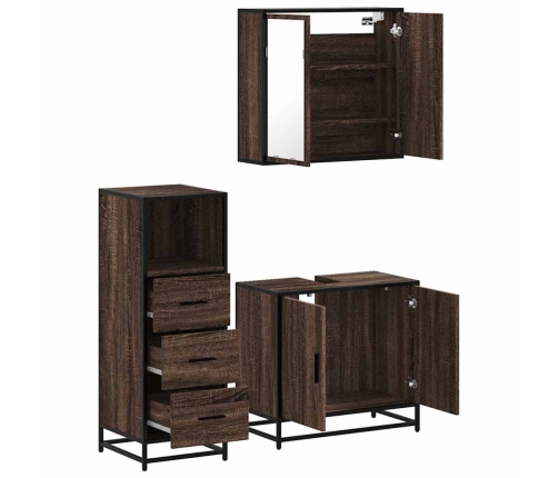 Set de muebles baño 3 pzas madera contrachapada roble marrón