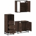 Set de muebles baño 3 pzas madera contrachapada roble marrón