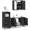 Juego de muebles de baño 3 pzas madera contrachapada negro