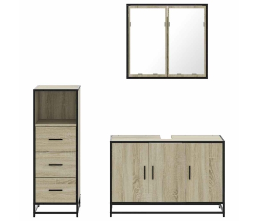 Set de muebles de baño 3 pzas madera contrachapada roble Sonoma