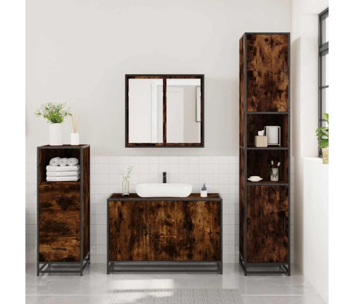 Set de muebles baño 3 pzas madera contrachapada roble ahumado