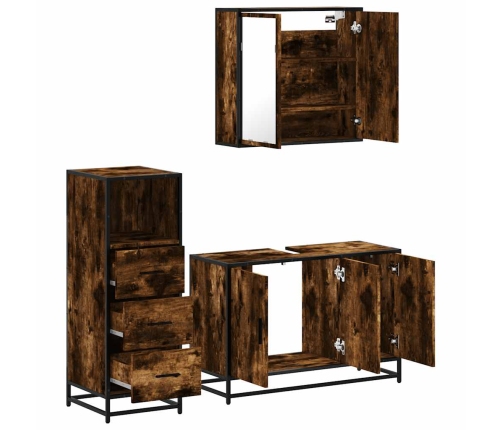 Set de muebles baño 3 pzas madera contrachapada roble ahumado