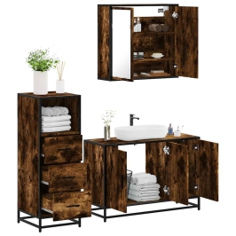 Set de muebles baño 3 pzas madera contrachapada roble ahumado