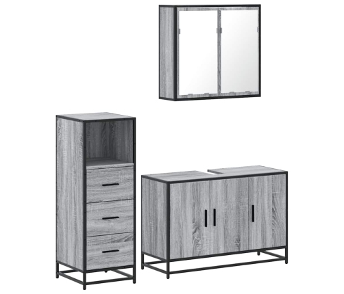 Set de muebles de baño 3 pzas madera contrachapada gris sonoma