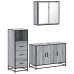 Set de muebles de baño 3 pzas madera contrachapada gris sonoma