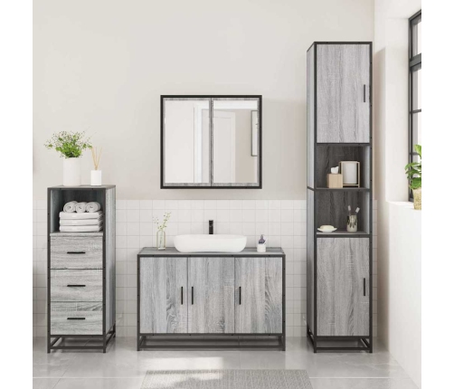 Set de muebles de baño 3 pzas madera contrachapada gris sonoma