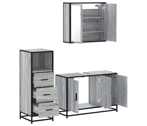 Set de muebles de baño 3 pzas madera contrachapada gris sonoma