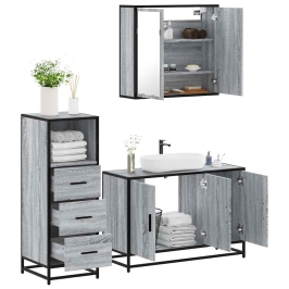 Set de muebles de baño 3 pzas madera contrachapada gris sonoma