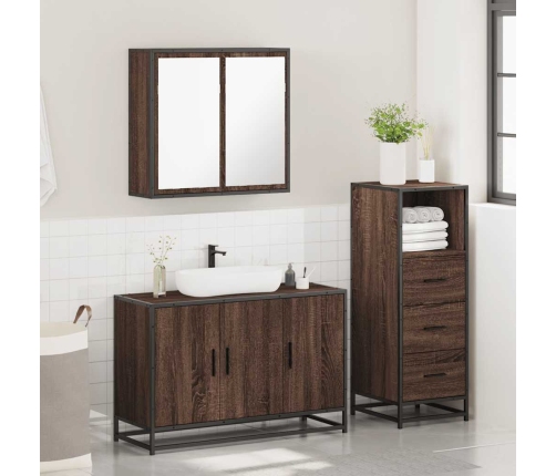 Set de muebles baño 3 pzas madera contrachapada roble marrón