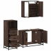 Set de muebles baño 3 pzas madera contrachapada roble marrón