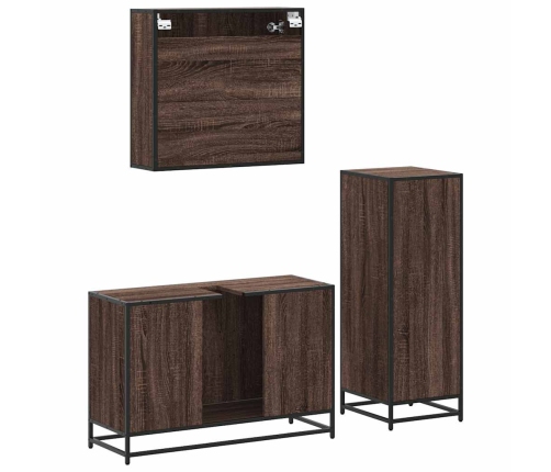 Set de muebles baño 3 pzas madera contrachapada roble marrón