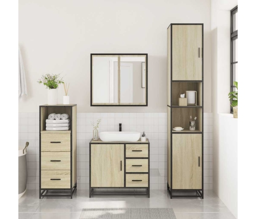 Set de muebles de baño 3 pzas madera contrachapada roble Sonoma