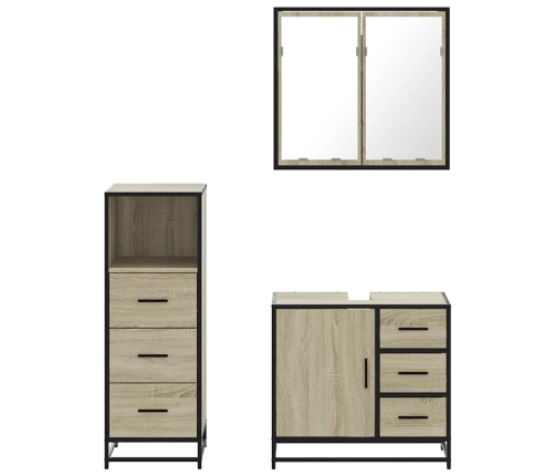 Set de muebles de baño 3 pzas madera contrachapada roble Sonoma