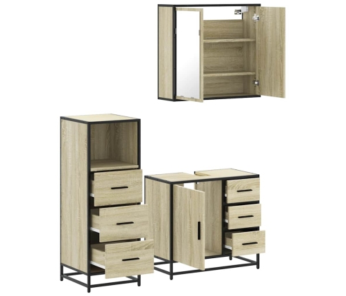 Set de muebles de baño 3 pzas madera contrachapada roble Sonoma