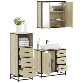 Set de muebles de baño 3 pzas madera contrachapada roble Sonoma