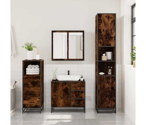 Set de muebles baño 3 pzas madera contrachapada roble ahumado