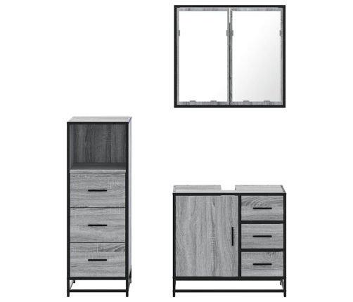 Set de muebles de baño 3 pzas madera contrachapada gris sonoma