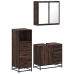 Set de muebles baño 3 pzas madera contrachapada roble marrón