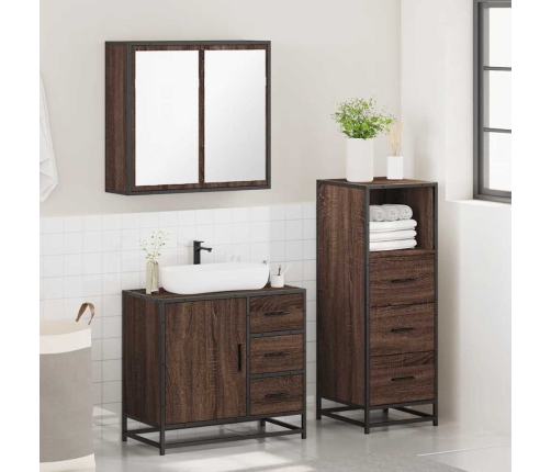 Set de muebles baño 3 pzas madera contrachapada roble marrón