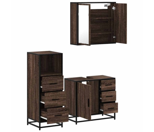 Set de muebles baño 3 pzas madera contrachapada roble marrón