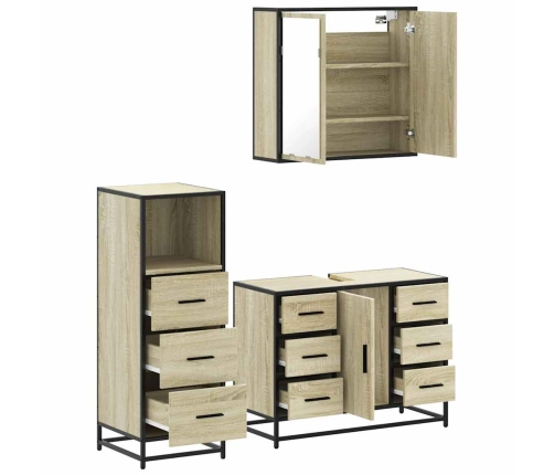 Set de muebles de baño 3 pzas madera contrachapada roble Sonoma