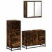 Set de muebles baño 3 pzas madera contrachapada roble ahumado