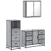 Set de muebles de baño 3 pzas madera contrachapada gris sonoma