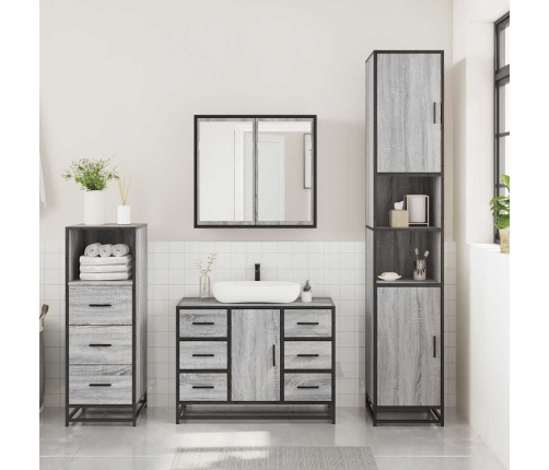 Set de muebles de baño 3 pzas madera contrachapada gris sonoma