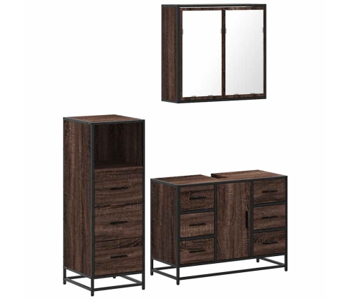 Set de muebles baño 3 pzas madera contrachapada roble marrón