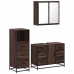 Set de muebles baño 3 pzas madera contrachapada roble marrón