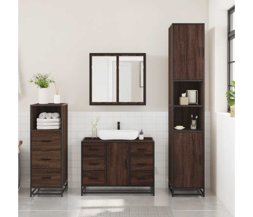 Set de muebles baño 3 pzas madera contrachapada roble marrón