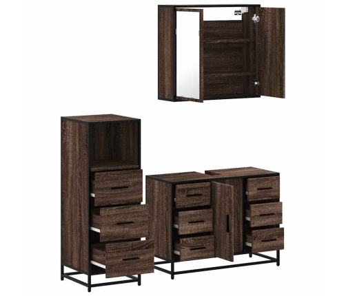 Set de muebles baño 3 pzas madera contrachapada roble marrón