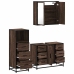 Set de muebles baño 3 pzas madera contrachapada roble marrón