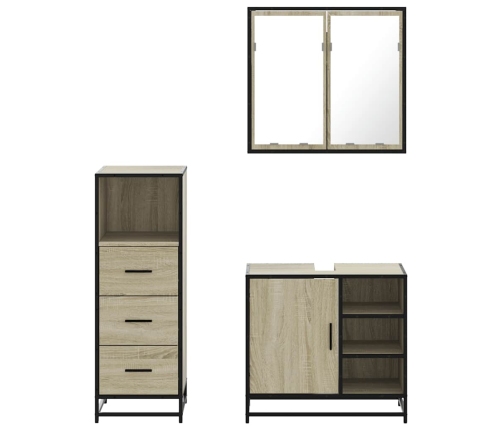 Set de muebles de baño 3 pzas madera contrachapada roble Sonoma