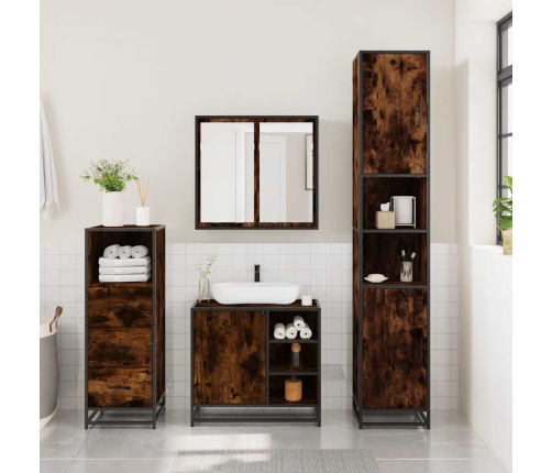 Set de muebles baño 3 pzas madera contrachapada roble ahumado