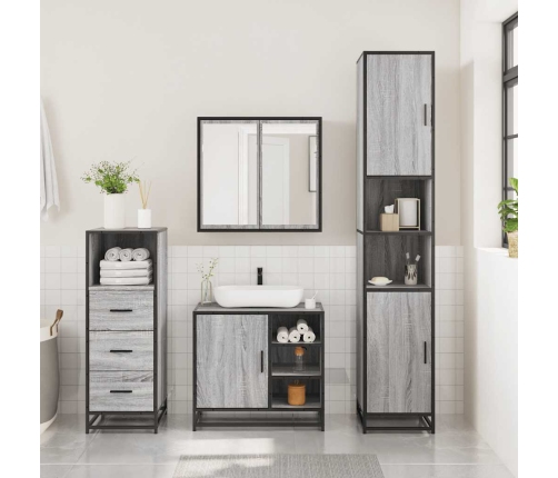 Set de muebles de baño 3 pzas madera contrachapada gris sonoma