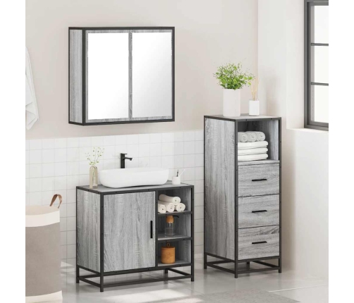 Set de muebles de baño 3 pzas madera contrachapada gris sonoma